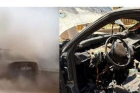 Park halindeki otomobil alev alev yandı