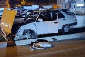 Eğirdir’de alkollü sürücü direğe çarptı: 1 yaralı